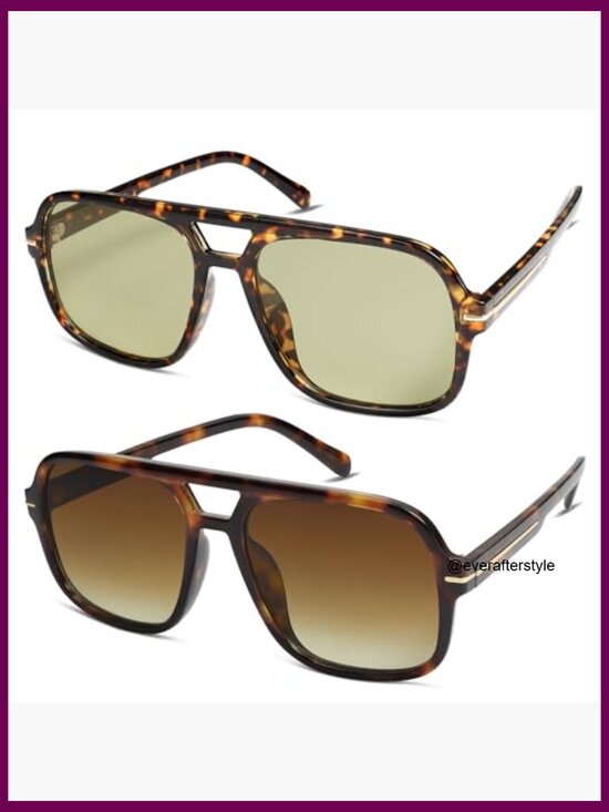 Retro Square Aviator Sunglasses Oversized Vintage Plastic Frame main image 4